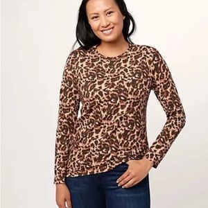 NWOT Isaac Mizrahi Long Sleeve Leopard Print Top